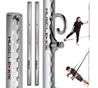 MUSCLE KIK Adjustable Workout Wall Anchor System - Sleek Home Gym & Resistance Band or Suspension Straps Wall Anchor for 100+ Exercises - 300lbs Pulling Power & Easy Installation | Silver (2" x 40")