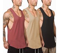 Muscle Killer 3 Pack Men's Muscle Gym Workout Stringer Tank Tops Bodybuilding Fitness T-Shirts, Black+apricot+dark Purple, S