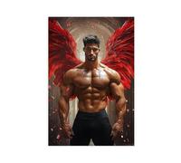 Muscle Man Naked Torso Figure Poster Angel Wings Gift For Him
