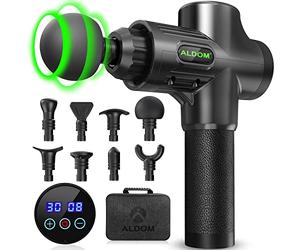 Muscle Massage Gun,ALDOM Massage Gun Deep Tissue 30 Speeds Handheld Electric Massager LCD Touch Screen,Portable Percussion Massager with 8 Heads,Powerful Muscle Gun for Athletes Recovery Pain Relief