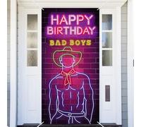 Muscle Men Door Cover Banner Bad Boys Theme Banner Photography Background for Happy Anniversary Wedding Party Supplies Photo Booth Background Props Decor