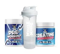 Muscle Moose Pre-Workout 280 g & Creatine 200 g Bundle with Shaker Bottle