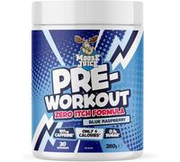 Muscle Moose Zero Itch Pre-Workout Powder, Blue Raspberry, 280 g | High Caffeine, No Itch Formula, Only 4 Calories, Hydration Blend, Training Support