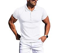 Muscle Polo Shirts for Men Slim Fit Short Sleeve Golf Shirts Men Dry Fit Shirts Casual Stylish Clothes, White, Medium