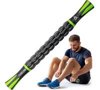 Muscle Roller Stick - Black Green - Body Massage Tool w/ 9 Rollers & Non-Slip Handles for Deep Tissue Massage & Maximum Muscle Recovery - by Cozlow