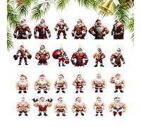 Muscle Santa Advent Calendars,24 Days Christmas Countdown Calendar With Muscle Santa Hanging Ornaments,2D Acrylic Santas Pendant For Home Party Classroom Seasonal Decor