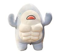 Muscle Shark Stuffed Animal Plushie,Buff Cuddly Shark Plush Toy Soft,Huggable, Perfect for Kids, Teens, Adults Choice(Blue,40cm/15.7in)