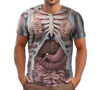 Muscle Shirt Men's Funny Body Anatomy T-Shirt with Integrated Organ 3D Print Muscle Shirt Crew Neck Short Sleeve Blouse Men Casual Tees Top Sports Shirt Streetwear, gray, XL