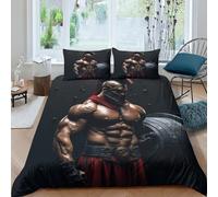 Muscle Spartan Duvet Cover for Teens And Adults 3D Print Ancient Greece Quilt Cover Comforter Covers with Zipper Closure with Pillow Cases Bedding Set Soft Microfiber 3 Pieces Double（200x200cm）