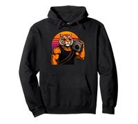 Muscle Tiger Retro 80s Radio Sunset Beach Vibe Pullover Hoodie