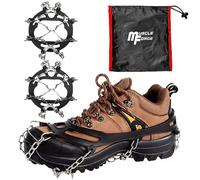 MuscleForge Crampons for Hiking and Mountaineering with 8/19 Points, Snow Chains for Shoes, Hiking Stainless Steel, Mountain Crampons with 8/19 Spikes for Snow, Size M/L/XL