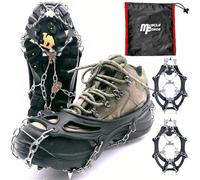 MuscleForge Crampons for Hiking Boots - 19 Stainless Steel Spikes Anti-Slip Snow Grips for Shoes, Durable 5 mm TPE Traction Cleats for Mountaineering, Ice Fishing, Trekking, Unisex Size XL (44-47)