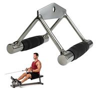MuscleForge Double-D Row Handle - Gym Cable Attachments for Lat Pulldown, Tricep & Cable Rows - D Handle for Cable Machine Attachments with Non-Slip Rubber Grip - Chrome, Heavy Duty 400kg Capacity