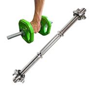 MuscleForge® Dumbbell Bar 45cm Long Chrome Plated with Spinlock Collars - Dumbbell with Non-Slip Grip for Standard 25mm Weights