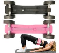 MuscleForge Hip Thrust Belt for Dumbbells 30kg per Side, Booty Belt for Glute Bridge & Hip Exercises, Adjustable Hook-and-Loop Design for Stable Load Attachment, Black/Pink for Men and Women