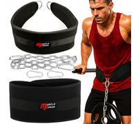 MuscleForge Weighted Dip Belt with 80cm Steel Chain for Strength Training - Supports up to 240kg - Heavy Duty Gym Pull Up Weight Belt for Dips, Pull Ups & Calisthenics for Men