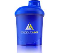 Musclelinx Sports Nutrition Protein shaker screw top 100% LEAK PROOF drinks bottle 400ml by Musc (Blue 400ml)