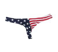 MuscleMate Hot Men's Thong Underwear, USA Star-Spangled Banner, Men's Stars and Stripes Thong G-String Underwear. - Multicoloured - Medium