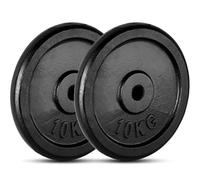 MuscleSquad Cast Iron Weight Plates 1.25kg, 2.5kg, 5kg,10kg (Choice of Sizes) for 1" Dumbbell Bar - 10kg Pair
