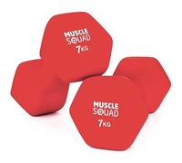 MuscleSquad Neoprene Dumbbells, 1kg-10kg Hand Weights, Soft Grip Anti-Slip, Dumbbell Set for Home Workouts, Pilates, Toning & Strength Training
