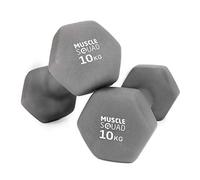 MuscleSquad Neoprene Fixed Weight Dumbbell Pairs - Dumbbells from 1kg - 6kg - For Toning, Strength and Muscle Training - For Home Or Gym Use - Free Exercise Chart Included (10)