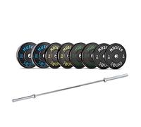 MuscleSquad Olympic Rubber Bumper Plates 5kg - 20kg Set + Bar