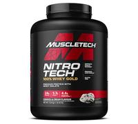 MuscleTech NitroTech 100% Whey Gold Protein Powder, Build Muscle Mass, Whey Isolate Protein Powder & Peptides, Protein Shake For Men & Women, 5.5g BCAA, 71 Servings, 2.27kg, Cookies & Cream