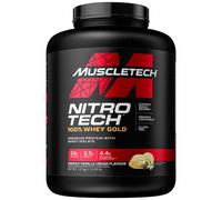 MuscleTech NitroTech 100% Whey Gold Protein Powder, Build Muscle Mass, Whey Isolate Protein Powder & Peptides, Protein Shake For Men & Women, 5.5g BCAA, 71 Servings, 2.27kg, French Vanilla Cream