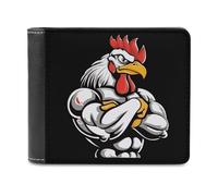 Muscular and Strong Chicken Funny Wallet for Men RFID Blocking Bifold Wallet Soft Billfold with Card Slots Custom Gifts