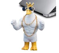 Muscular Duck Statue | Cool Resin Dashboard Duck with Sunglasses and Gold Chain,Fun Animal Statue Decorative Sculpture for Bedroom Living Room Car Dashboard