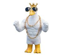 Muscular Duck Statue,Funny Muscle Duck Statue Ornament Resin Decor Wearing Sunglasses and Gold Chain - Animal Decorative Sculpture for Table Home Decor