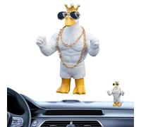 Muscular Duck Statue | Resin Funny Muscle Duck Statue Ornament Wearing Sunglasses and Gold Chain - Decorative Sculpture Novelty Home Decor for Bedroom Garden Car Interior