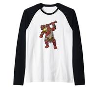 Muscular Giant Warrior with Club - Cyclops Raglan Baseball Tee