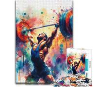 Muscular Man Lifting Barbell Indoor Wooden Puzzle, Adults, 1000 Pieces | Jigsaw Puzzle Gift - image-based sorting for steady puzzle progress alone or together.