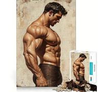 Muscular Man Portrait 1000 Piece Jigsaw Puzzles for Adults Jigsaw Brain Skill Warm Time Exact Edge (38x52cm)