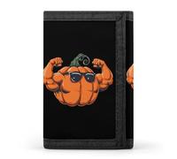 Muscular Pumpkin Trainer Men Trifold Wallets with Card Holders Keychain Slim Purse Money Clip for Women
