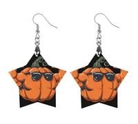 Muscular Pumpkin Trainer Women's Earrings Wooden Pendant Dangle Jewelry Stylish Accessories for Party