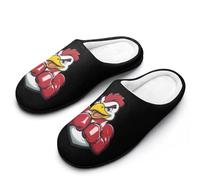 Muscular Rooster Fighting Cock Mens Slippers Memory Foam Winter Warm Sandals Slip On House Shoes Size 7-14