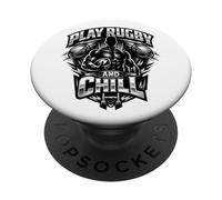 Muscular Rugby Player Holding Ball Standing Above Goalpost PopSockets Adhesive PopGrip