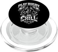 Muscular Rugby Player Holding Ball Standing Above Goalpost PopSockets PopGrip for MagSafe