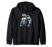 Muscular Turtle Powerlifting Weightlifting Gym Workout Zip Hoodie