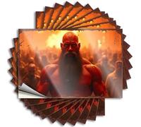 Muscular Warrior Amidst A Fiery Crowd Bottle Fluffy - Decorations for The Kitchen Tattoos Self Adhesive Sticker(6X9CM)
