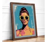 Muse in Yellow Modern Framed Wall Art Print A4 (29.7×21cm) Walnut, Wall