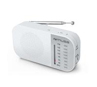 Muse M-025 RW White Analog Radio Am/FM Portable with Built-in Speaker