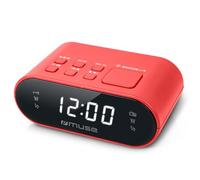 Muse M-10 RD Radio Alarm Clock with LED Display, Two Alarm Times, Dimmable, Digital FM Tuner, 20 Station Memory, Red