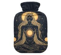 Muse Moon Godness Boho Gothic hot Water Bottle with Soft Cover, 2L hot compresses for The Body for Menstrual Cramps, Pain Relief, Bolsa de calor para Dolor Menstrual