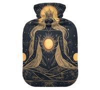 Muse Moon Godness Boho Water Bottle for hot Water with Soft Cover, 1L Warm Water Bottle for Bed for Tummy Warmer, Neck and Shoulder Pain Relief, bolsas para agua Caliente
