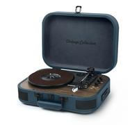 Muse MT-201 OB.3 Speed 33/45/78 RPM Bluetooth Receiver USB Port for Playback and Decoding SD Card Reader Auxiliary Input Mini-Jack Blue/Wood