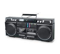MUSE Retro Bluetooth Boombox with Radio, CD, Cassette Recorder, 80W Output Power, USB, AUX, Micro SD Card Slot