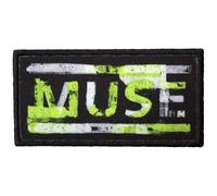 Muse Woven Distressed Logo Iron On Patch (One Size) (Black/White/Neon Green)